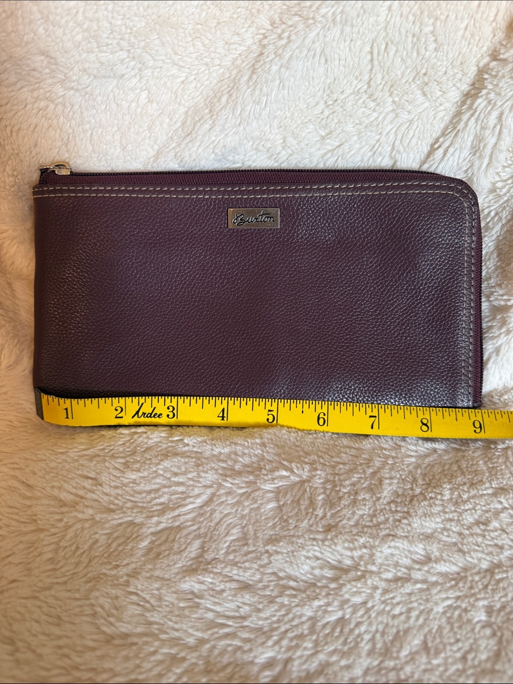 Buxton Burgundy Pebbled Leather Zip Wallet